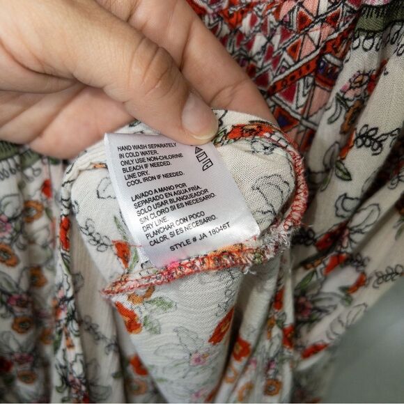 Patrons of Peace Red Floral Boho Off The Shoulder Maxi Dress Size Medium - Picture 7 of 9